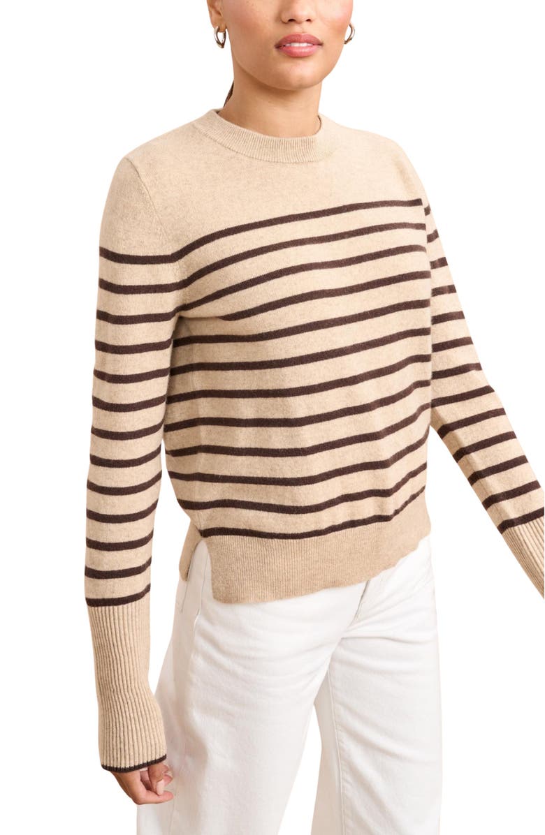 La Ligne Lean Lines Sweater, Alternate, color, Tan/Chocolate