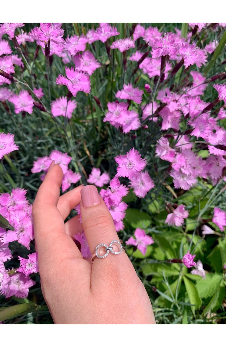 LuvMyJewelry Binoculars Infinity Sterling Silver Diamond Ring, Alternate, color, Silver