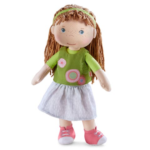 12" Soft Baby Doll Hedda with Brown Hair, Blue Eyes & Embroidered Face, Washable Toddler Doll for 18 Months+