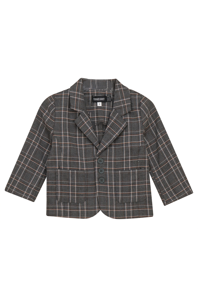 Front Button Woven Plaid Blazer, Main, color, Grey
