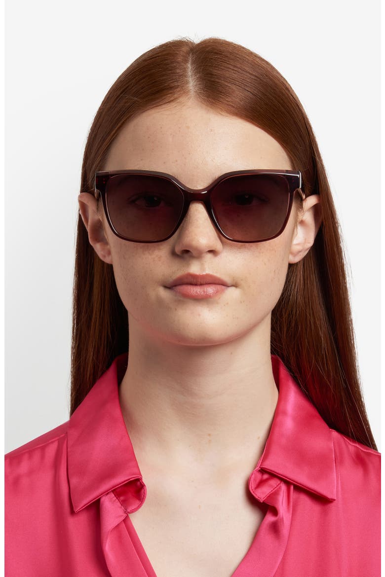 55mm Gradient Cat Eye Sunglasses, Alternate, color, CRYSTAL GREY/ BROWN SF