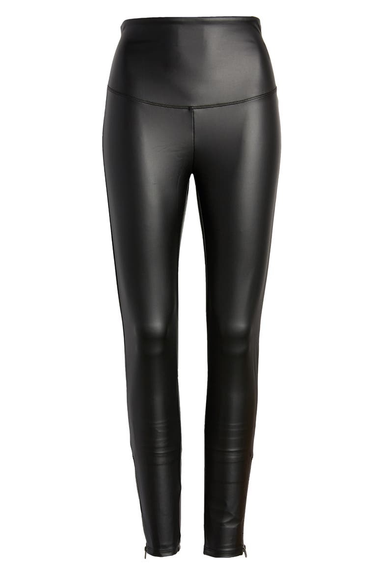 Faux Leather Leggings, Alternate, color, BLACK