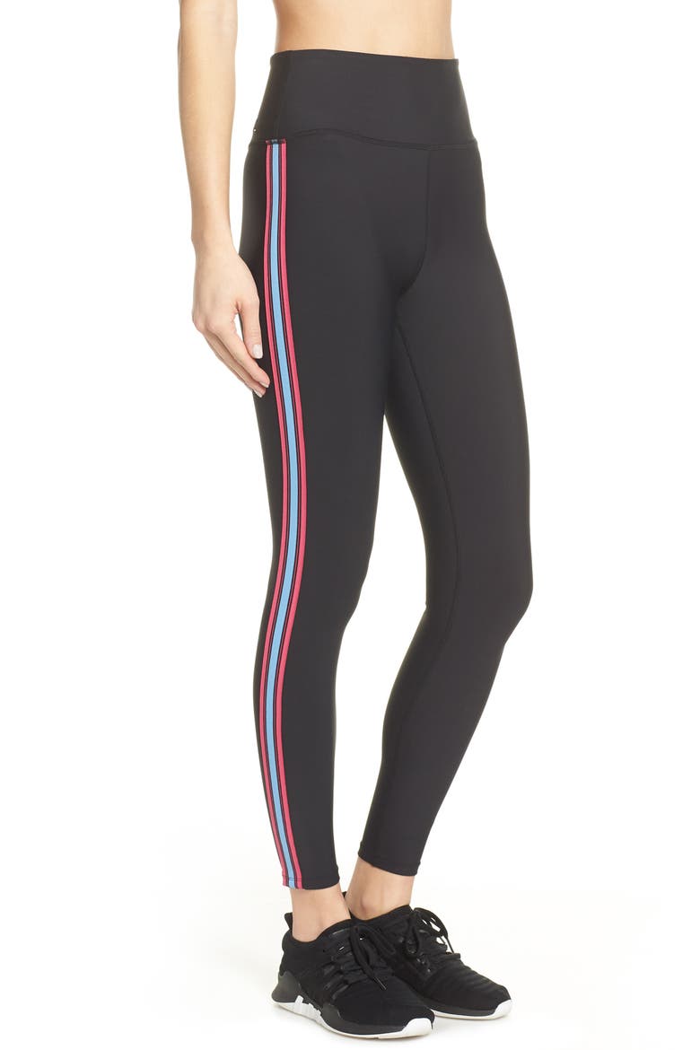 Contrast Stripe Tights, Alternate, color, BLACK