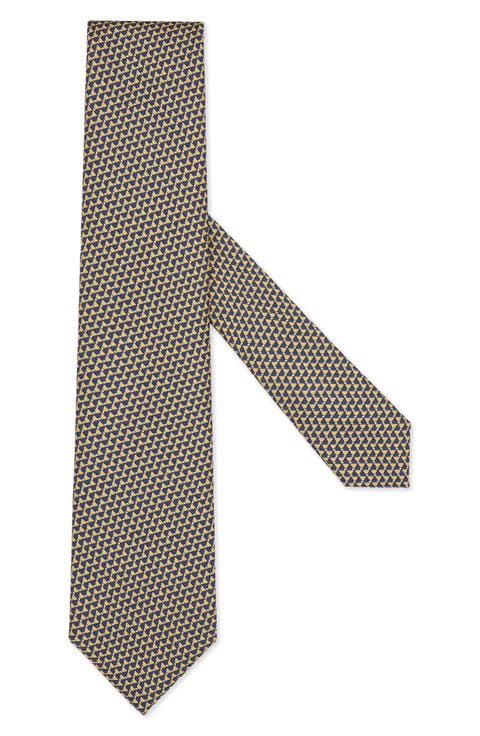 Triangle Geometric Print Silk Tie