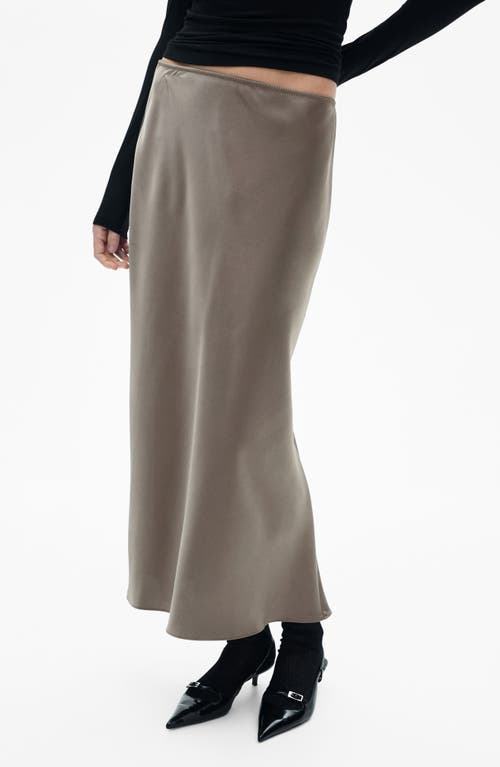 Shop Mango Satin Midi Skirt In Medium Brown