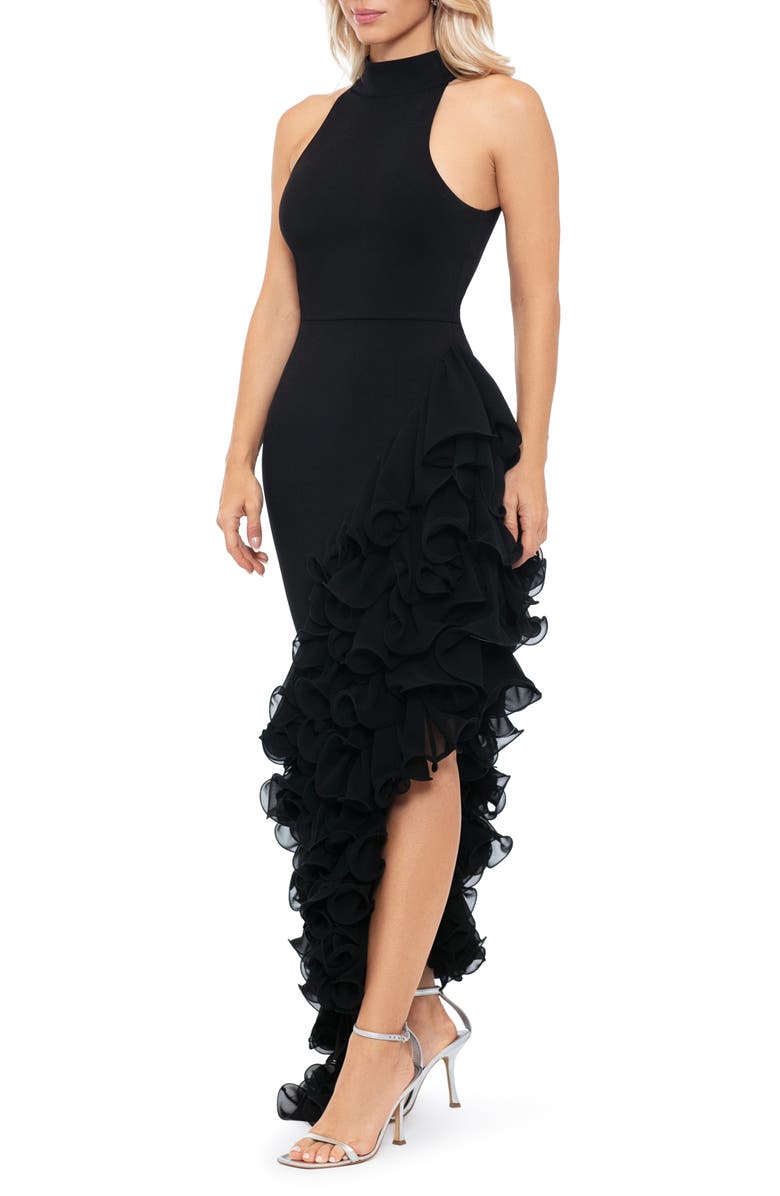 Betsy & Adam Ruffle Detail Asymmetric Body-Con Ponte Gown, Alternate, color, 