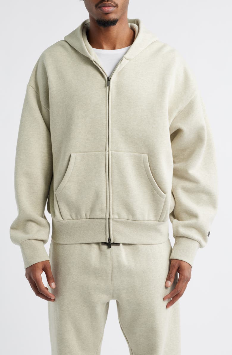 Fear of God Essentials Classic Fit Fleece Zip-Up Hoodie, Alternate, color, Heather Stone