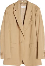 Dries Van Noten One-Button Cotton Twill Blazer