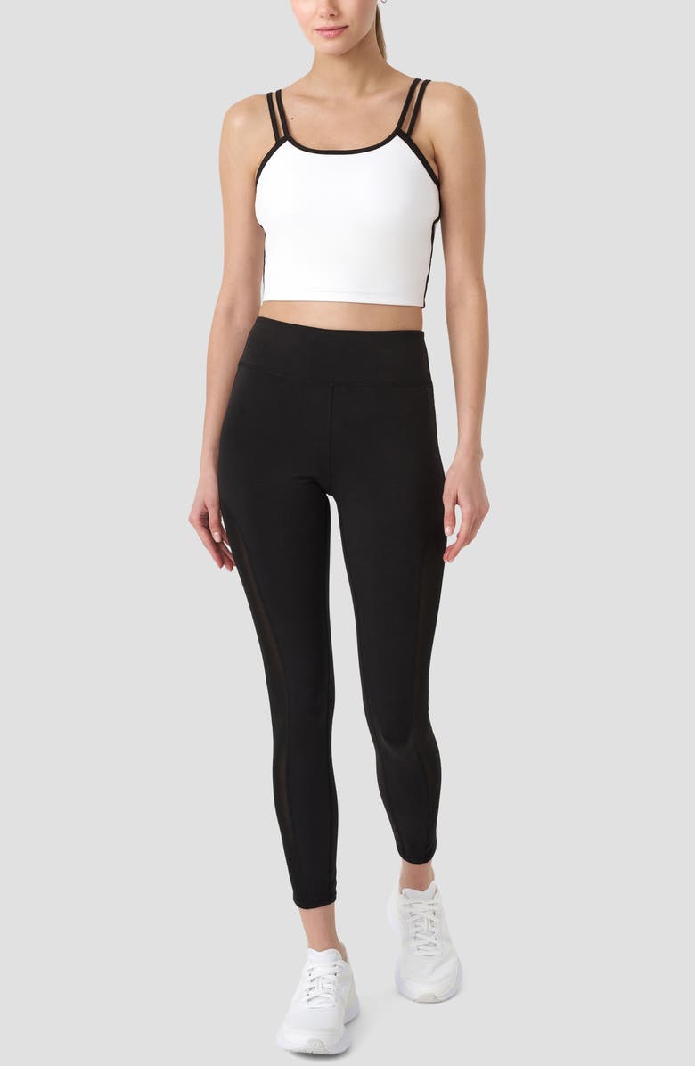 RM Rebecca Minkoff Double Strap Sports Bra Tank, Alternate, color, White/ Black