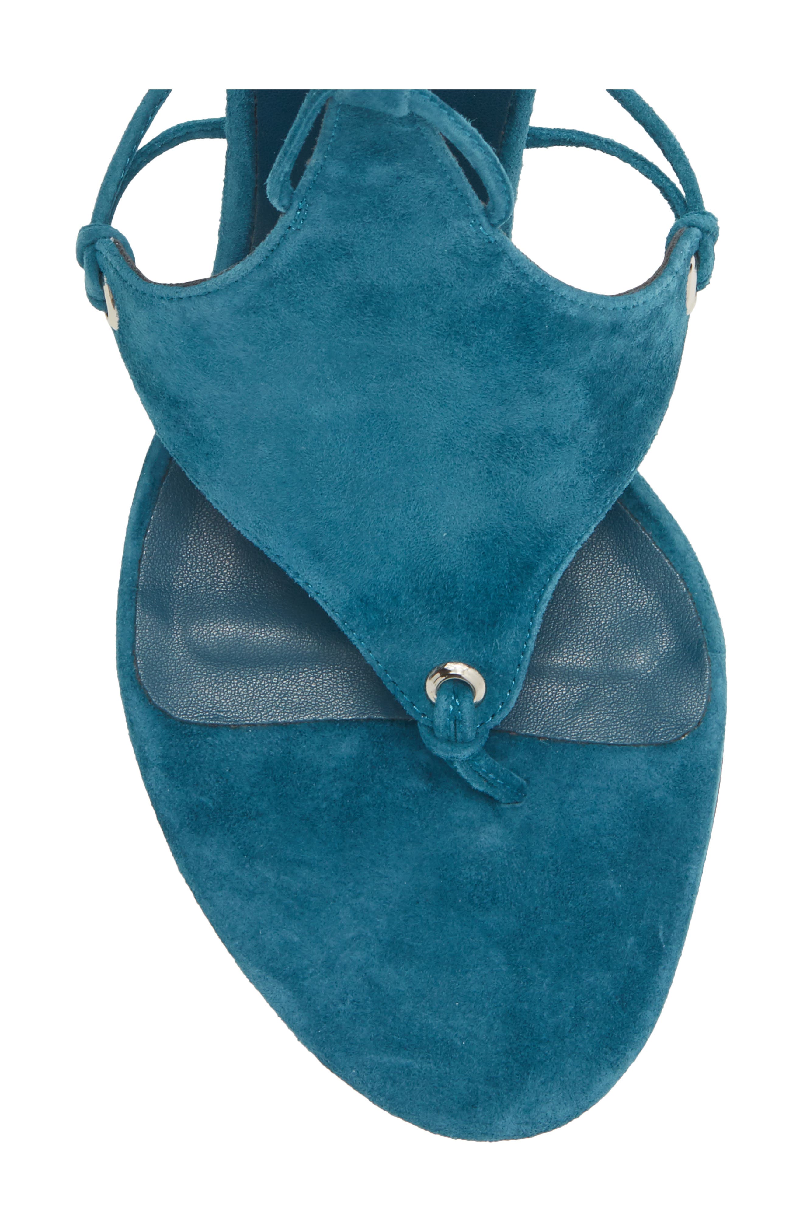 Pachouli Ankle Wrap Wedge Sandal, Alternate, color, DUSTY TURQUOISE SUEDE