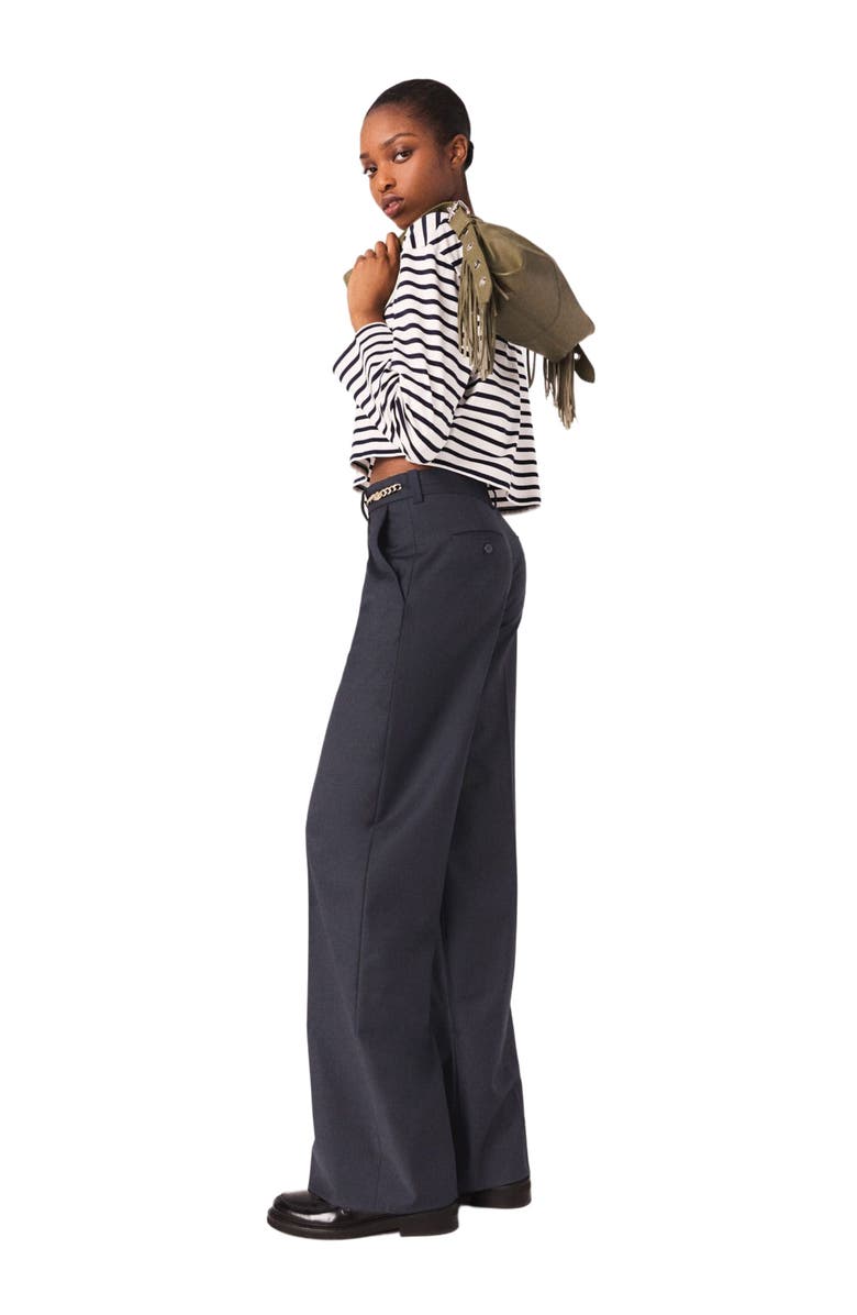 maje Suit trousers with chain detail, Alternate, color, Navy