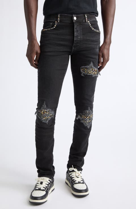 MX1 Studded Patch Ripped Skinny Jeans
