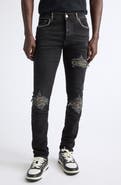 AMIRI MX1 Studded Patch Ripped Skinny Jeans