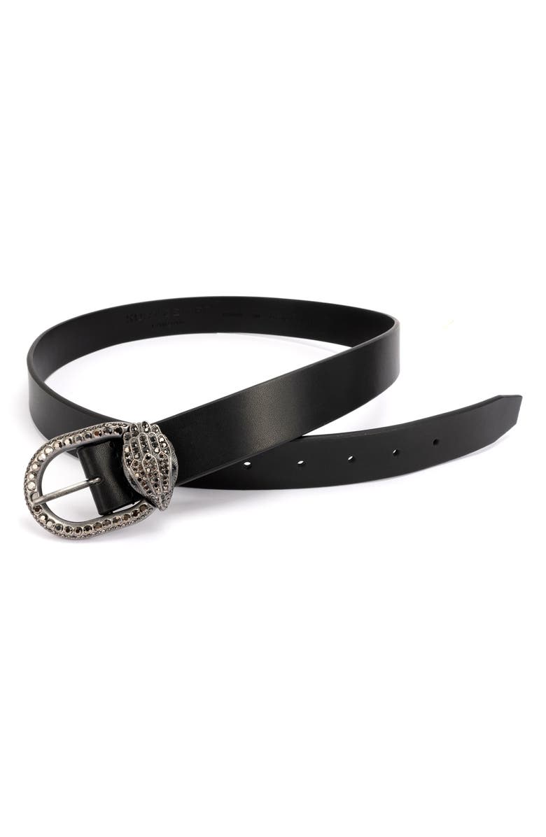 Kurt Geiger London Jewel Buckle Leather Belt, Alternate, color, 