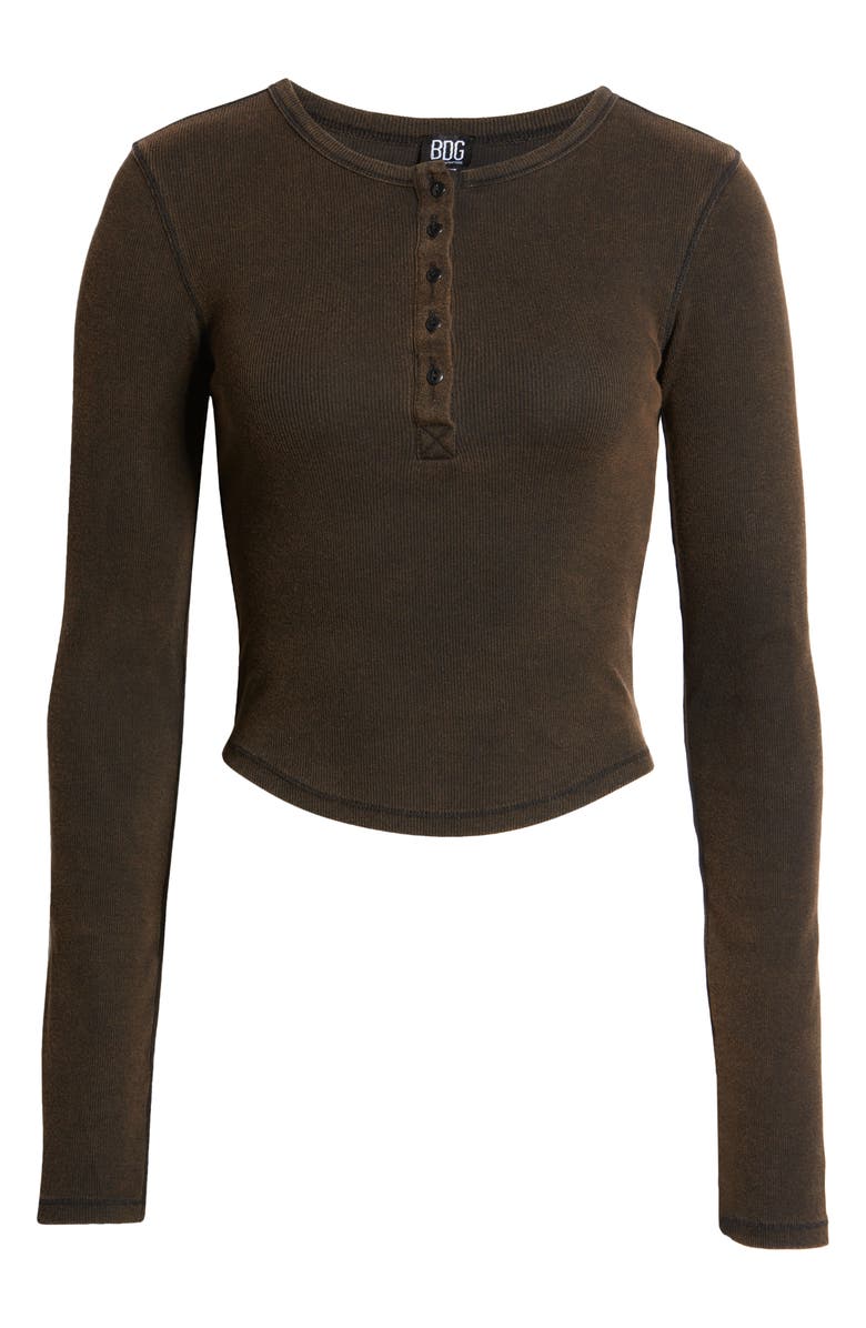 BDG Urban Outfitters Acid Wash Placket Cotton Crop Henley, Alternate, color,