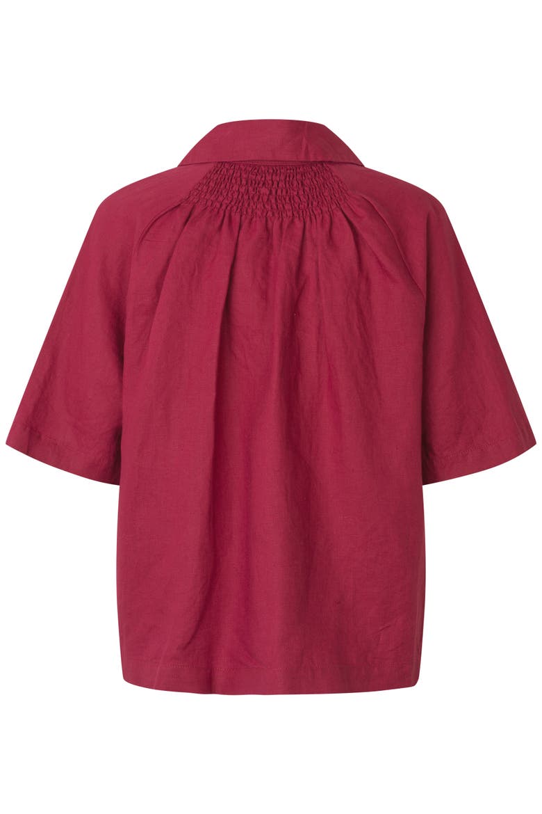 Mairyssa Smock Back Linen Shirt, Alternate, color, Beet Red