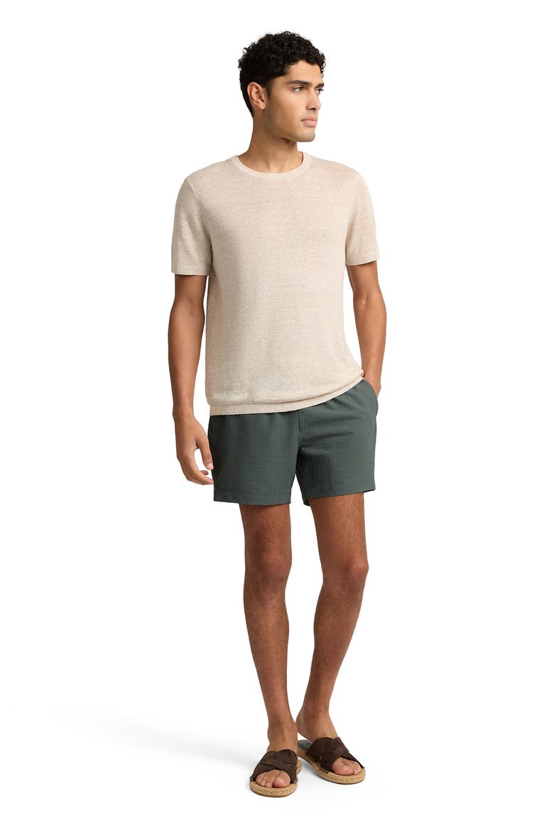 Calder Side Elastic 4"  Swim Trunk, Main, color, SOFT OLIVE