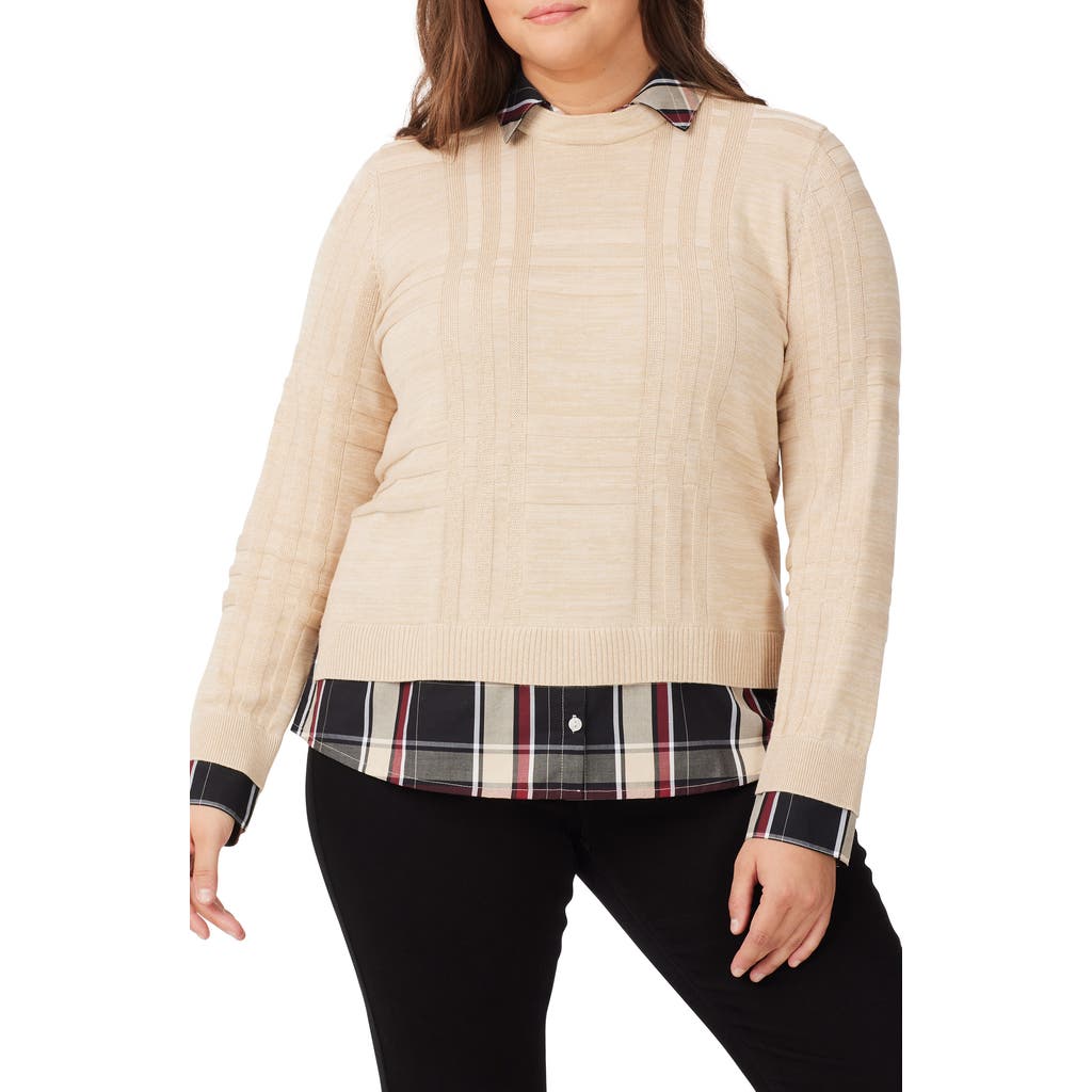 Foxcroft Layered Sweater In Oatmeal