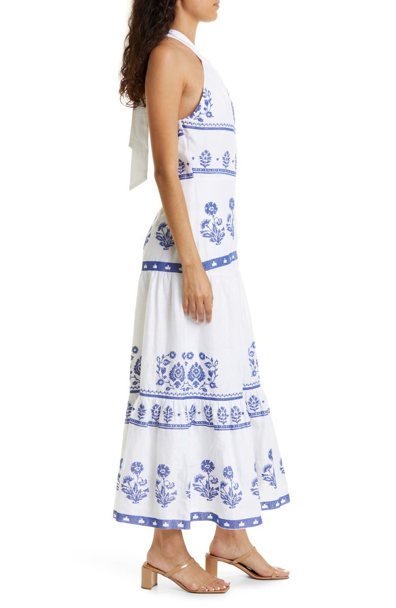 Milly Dea Cross Stitch Embroidered Linen Maxi Dress, Alternate, color, 