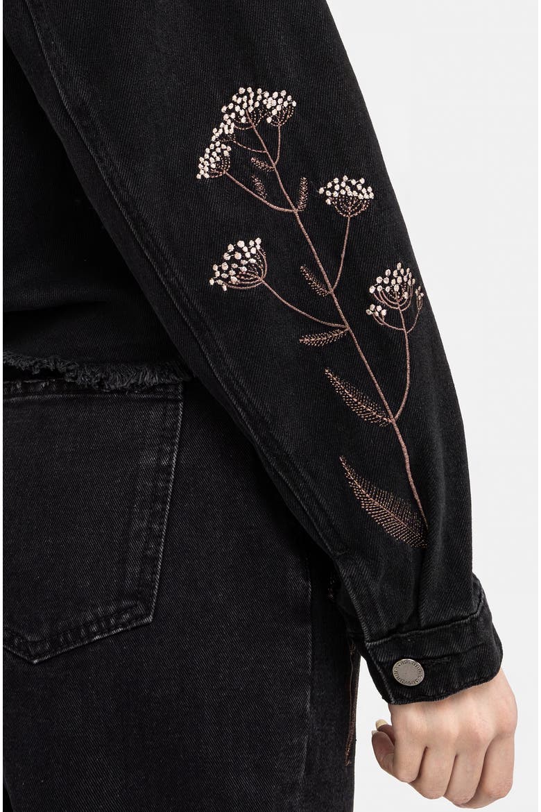 Griffinfly Distressed Denim Jacket, Alternate, color, Black