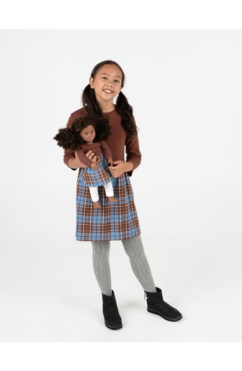 Leveret Girls Skirt Dress with Matching Doll Dress, 100% Cotton, Main, color, Brown