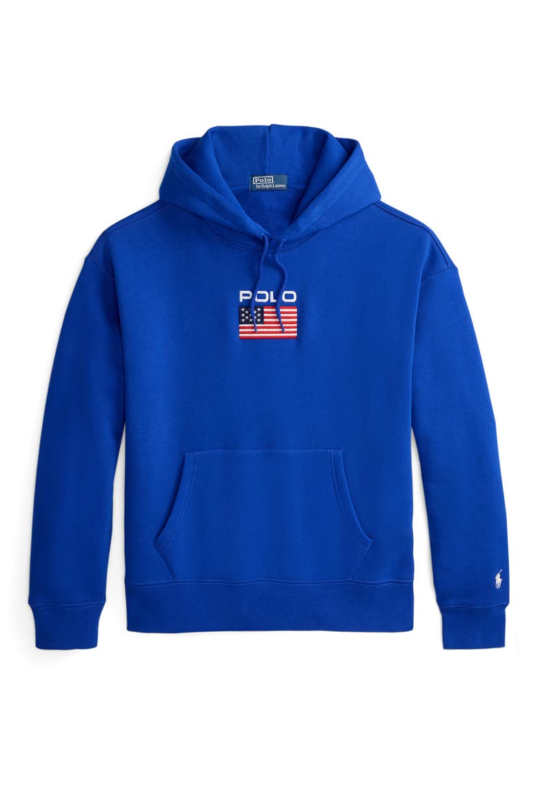 Flag Fleece Pullover Hoodie, Alternate, color, SAPPHIRE STAR