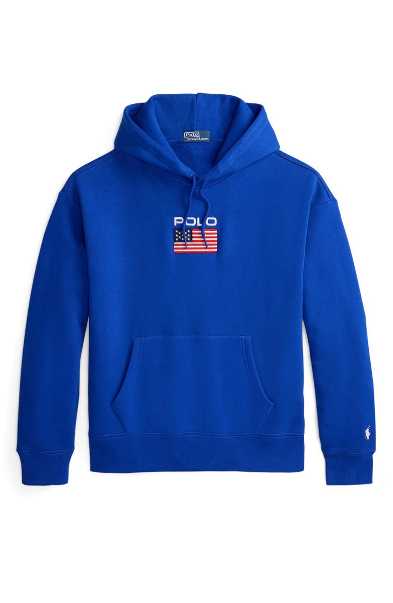 Polo Ralph Lauren Flag Fleece Pullover Hoodie, Alternate, color, Sapphire Star