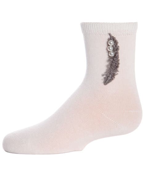 Feathery Combed Faux Pearl Crew Socks (Toddler, Little Kid & Big Kid)