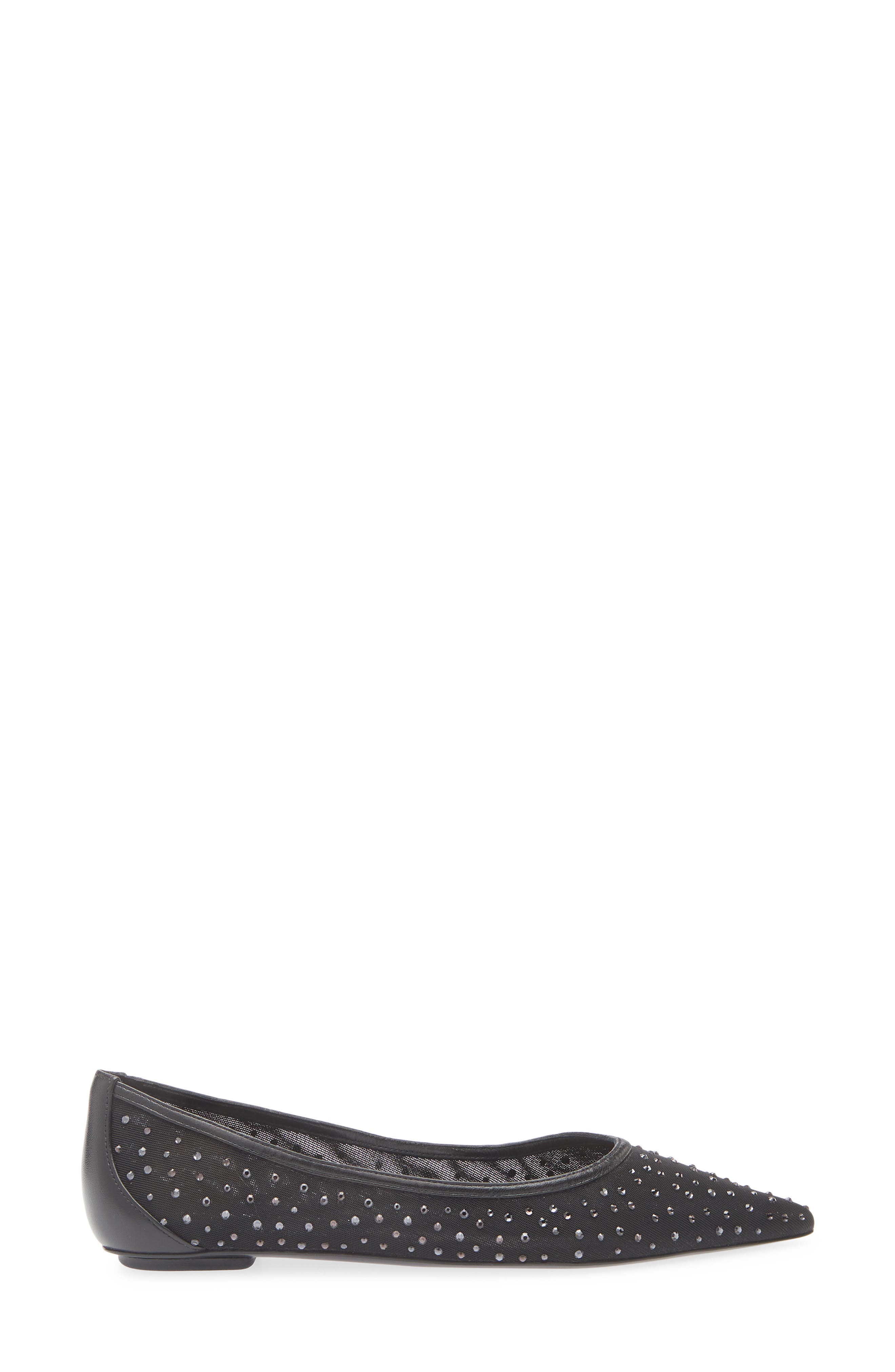 Stuart Weitzman Emilia Mesh Flat, Alternate, color, Black