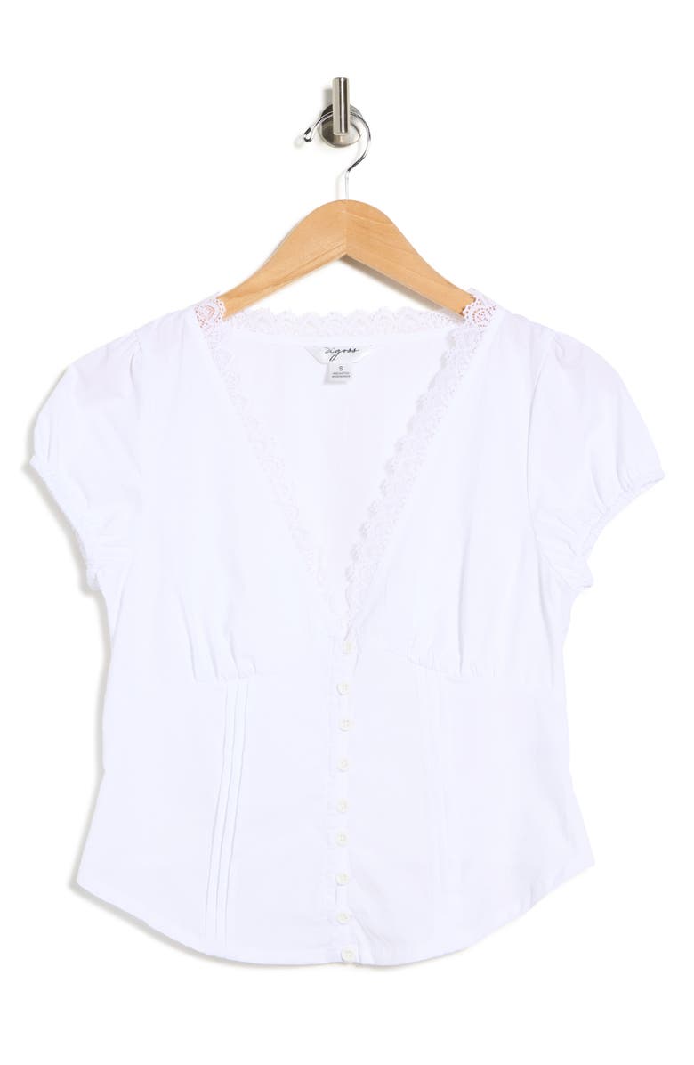 Vigoss Lace Trim Milkmaid Top, Main, color, White