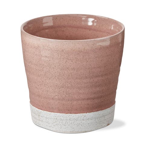 Large Two Tone Blush Ceramic Garden Planter Easy to Clean