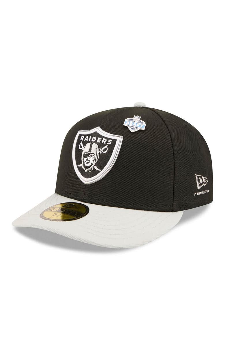 Men's New Era  Black/Silver Las Vegas Raiders 2026 NFL Draft Pre-Curved 59FIFTY Fitted Hat, Main, color, Black