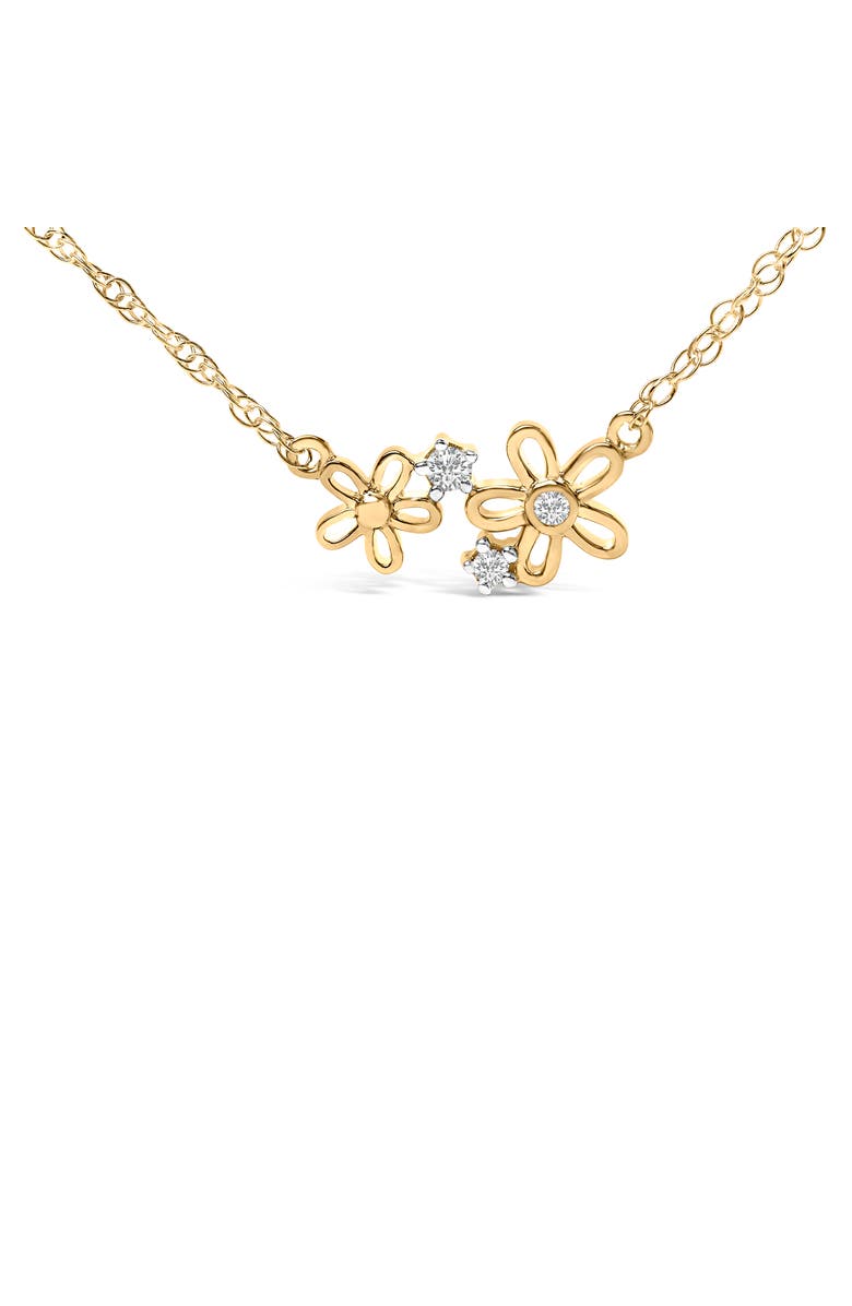 Haus of Brilliance 14K Yellow Gold Plated Sterling Silver Diamond Accent Floral Pendant Necklace, Alternate, color, Yellow Gold Over Silver