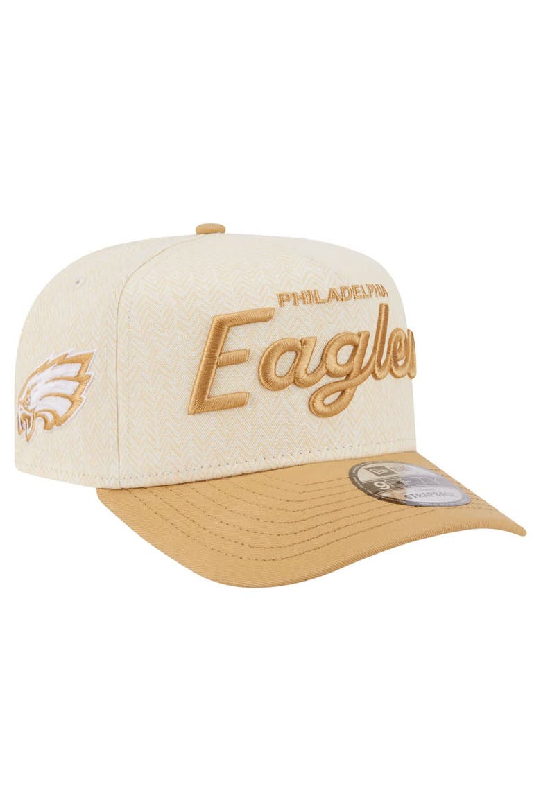 Men's New Era  Cream Philadelphia Eagles Herringbone 9FIFTY A-Frame Snapback Hat, Main, color, Cream