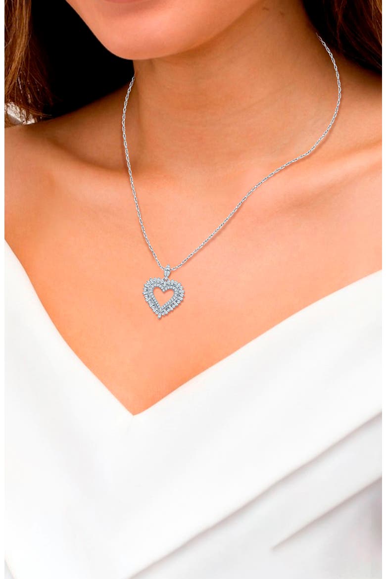 Open Diamond Heart Pendant Necklace - 1ct., Alternate, color, WHITE GOLD/ DIAMOND