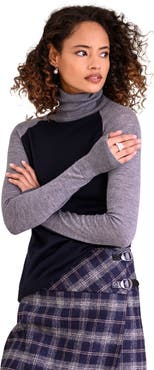Celtic & Co. Merino Colour Block Roll Neck Sweater