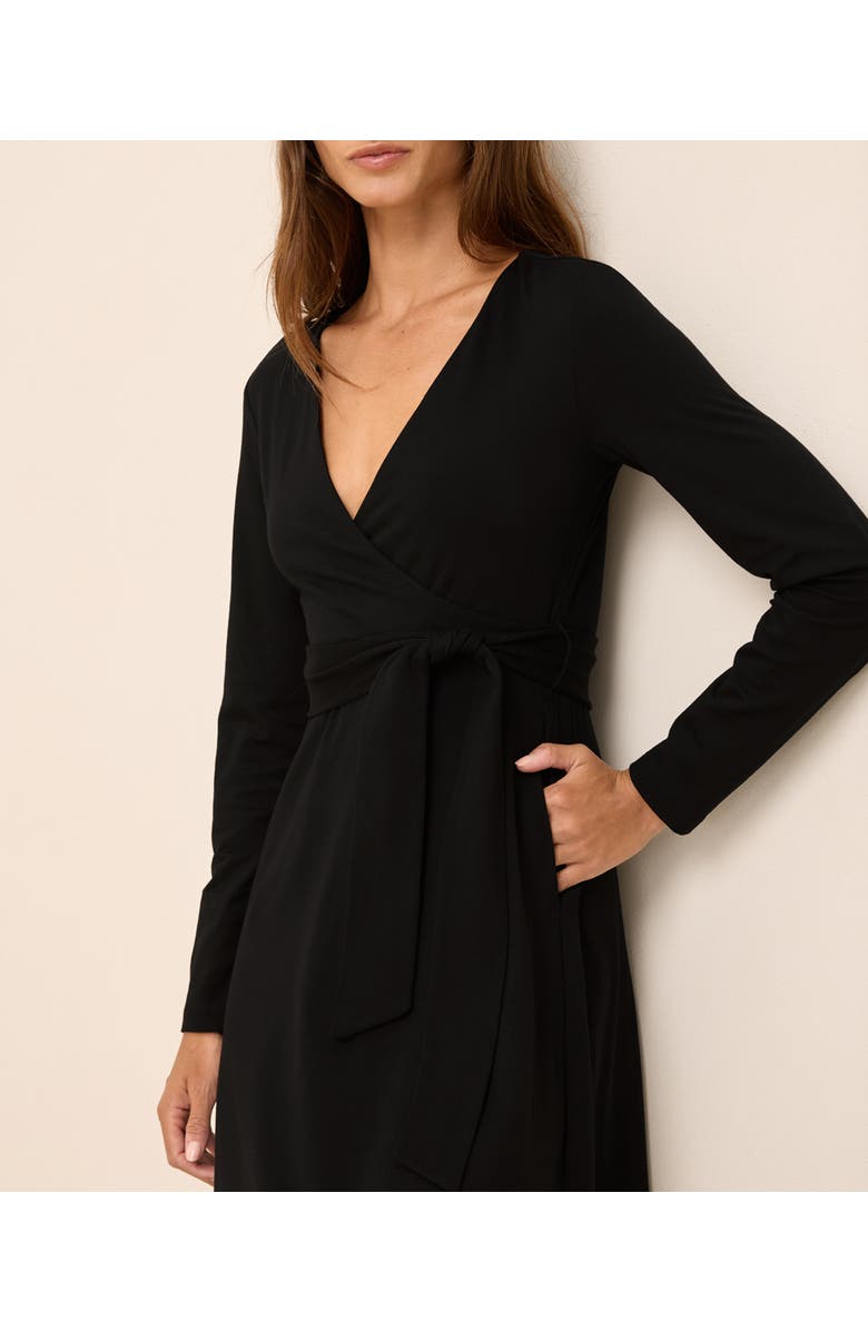 Pact Fit & Flare Wrap Dress, Alternate, color, Black