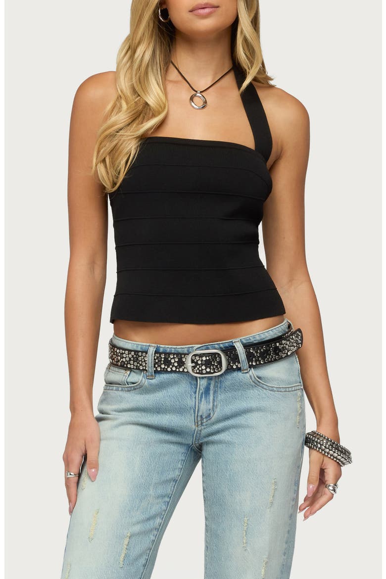 Esmerela Bandage Crop Halter Top, Main, color, BLACK
