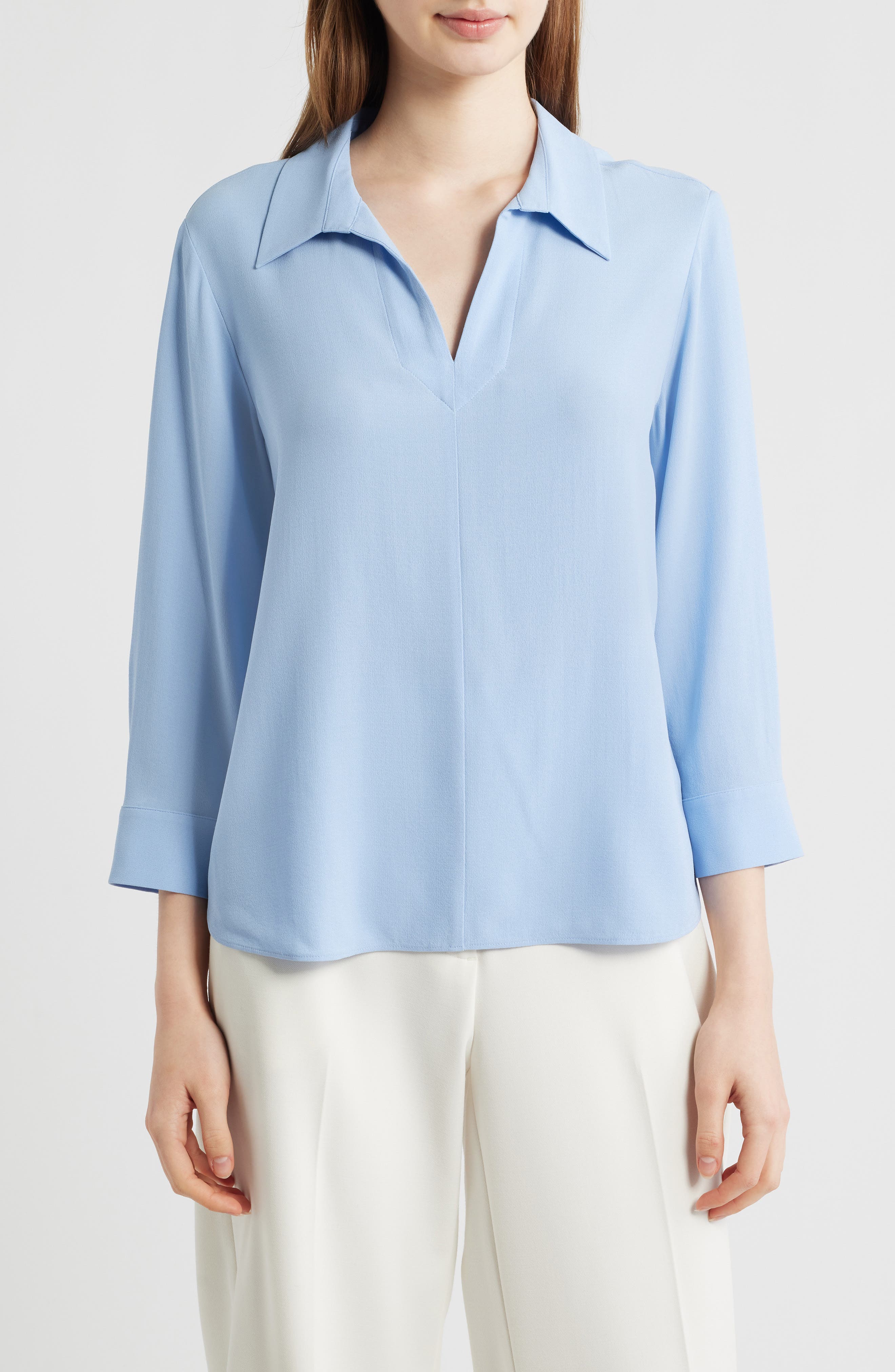 Split Neck Silk Georgette Top - image 3