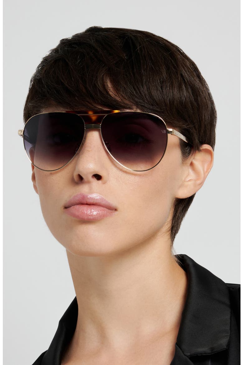 VB 7016/S 60mm Gradient Pilot Sunglasses, Alternate, color, GOLD HAVANA/ BLUE SF