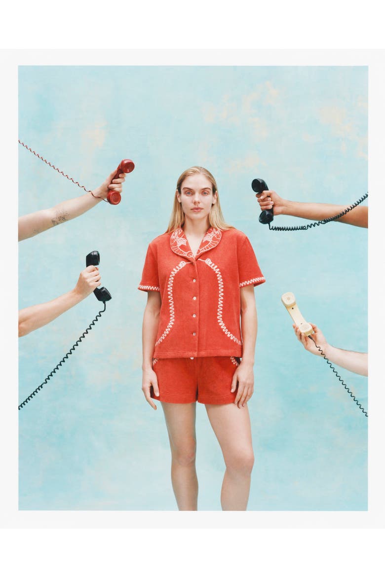 'Lobster Landline' Cabana ~ Crop Cut, Alternate, color, Red