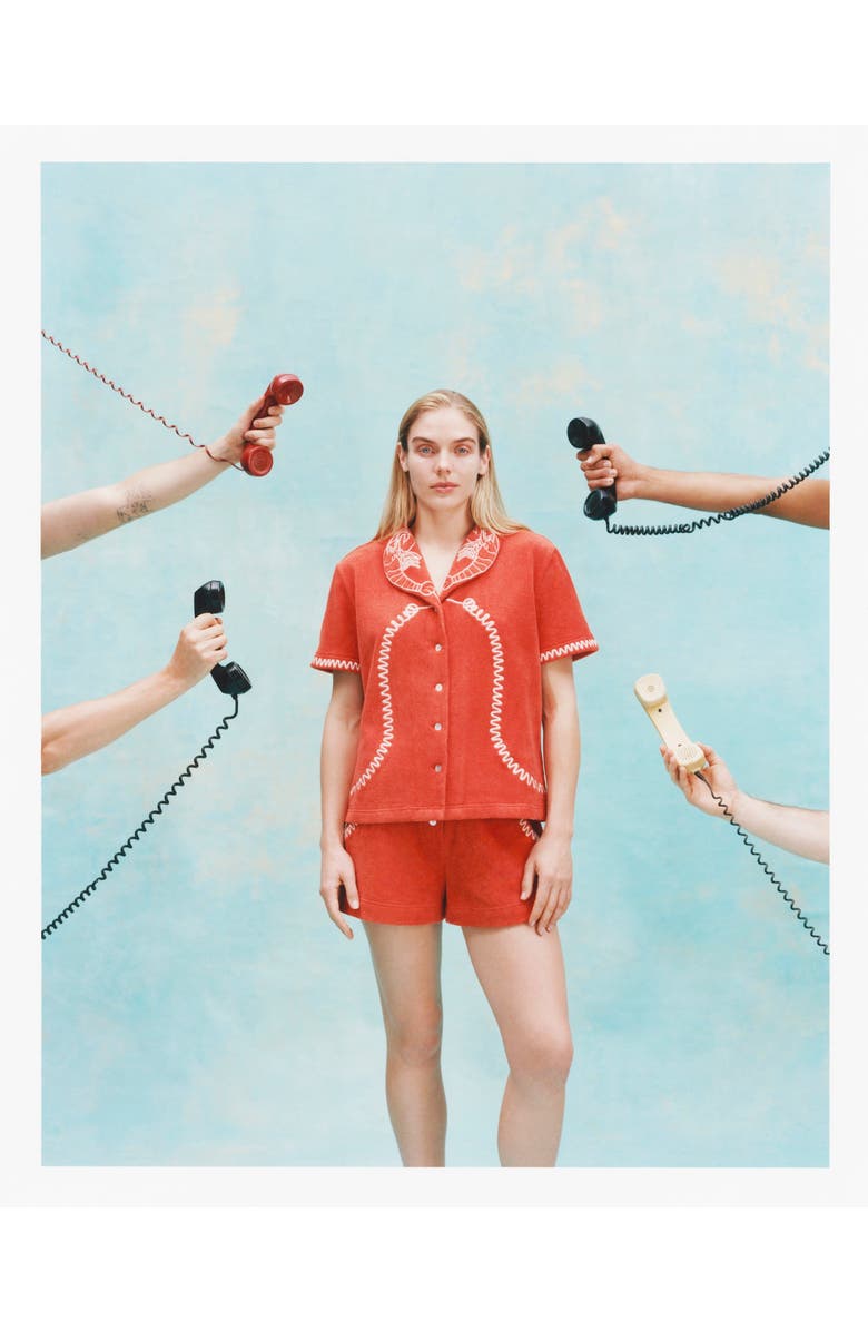 Tombolo 'Lobster Landline' Cabana ~ Crop Cut, Alternate, color, Red