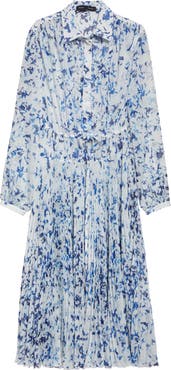 Proenza Schouler Jones Long Sleeve Pleated Crinkle Chiffon Shirtdress