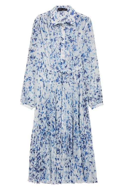 Proenza Schouler Jones Long Sleeve Pleated Crinkle Chiffon Shirtdress In Multi