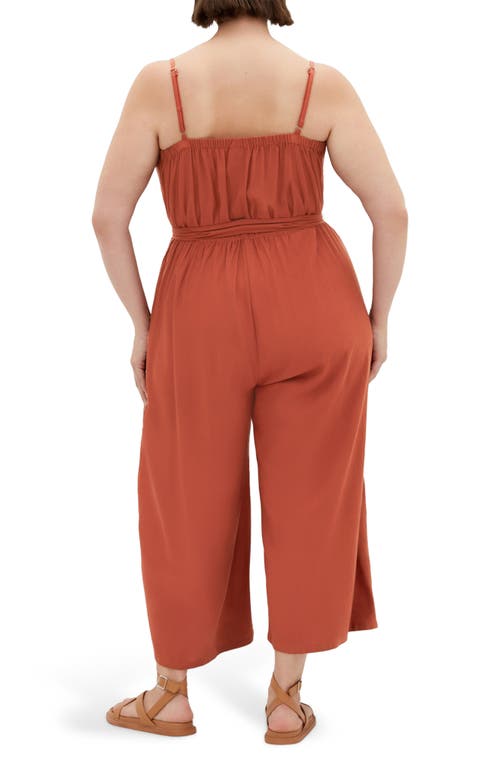 City Chic Lina Belted Jumpsuit In Red