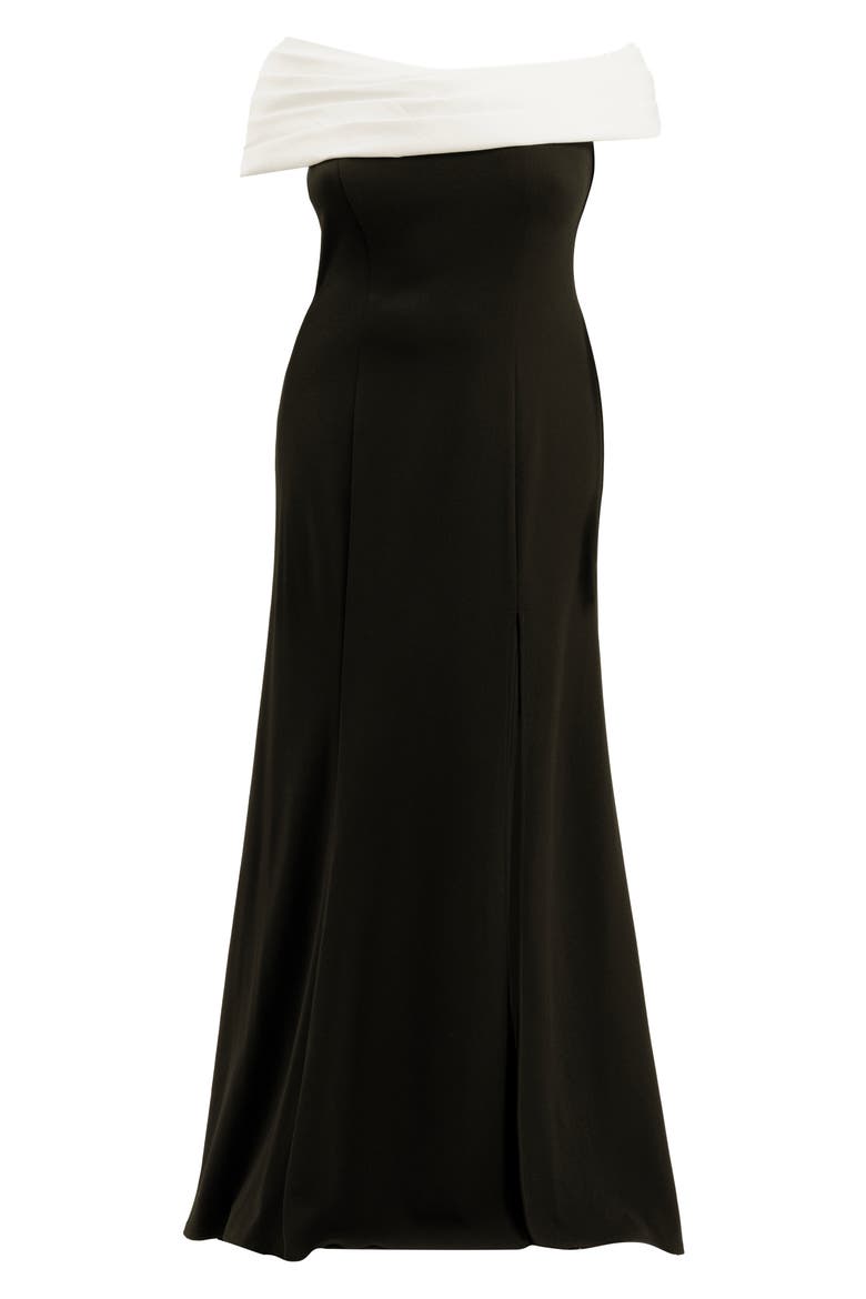 One-Shoulder Taffeta Gown, Alternate, color, IVORY/ BLACK