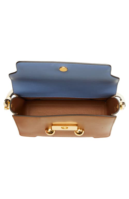 Marni Mini Trunkaroo Colorblock Leather Shoulder Bag In Opal/cinnamon/shell