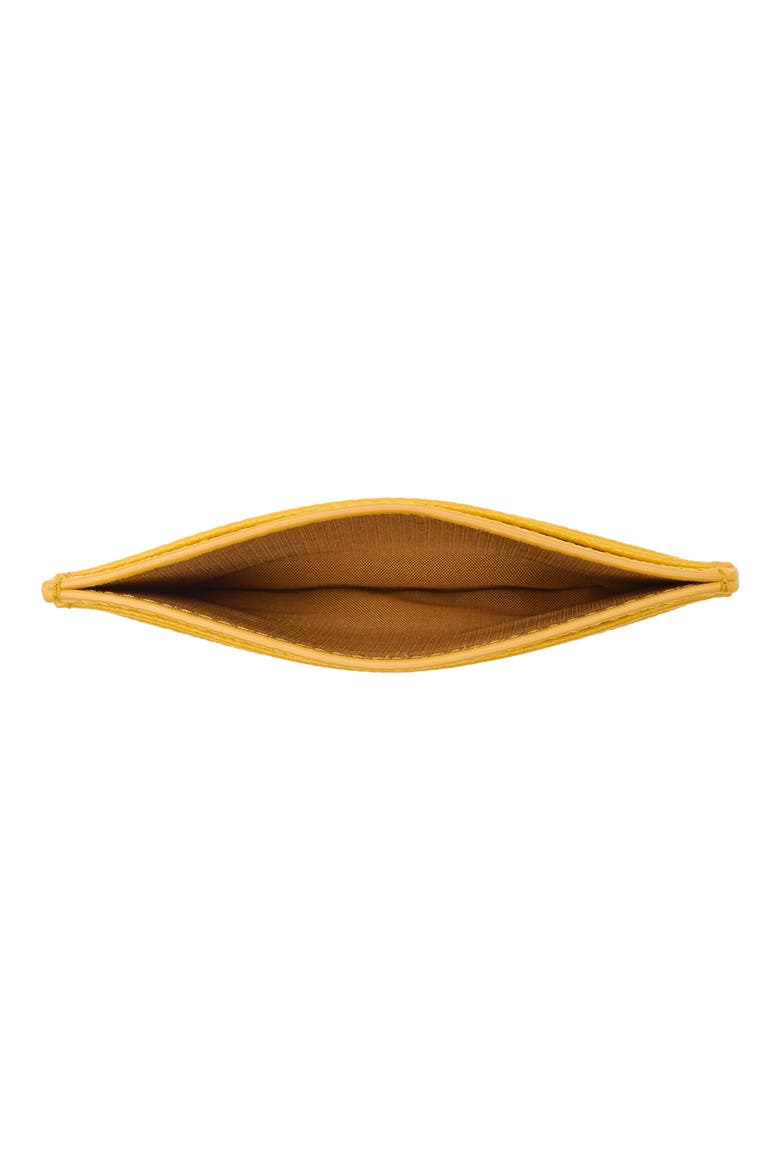 Double Gancio Leather Card Holder, Alternate, color, SUNSHINE YELLOW