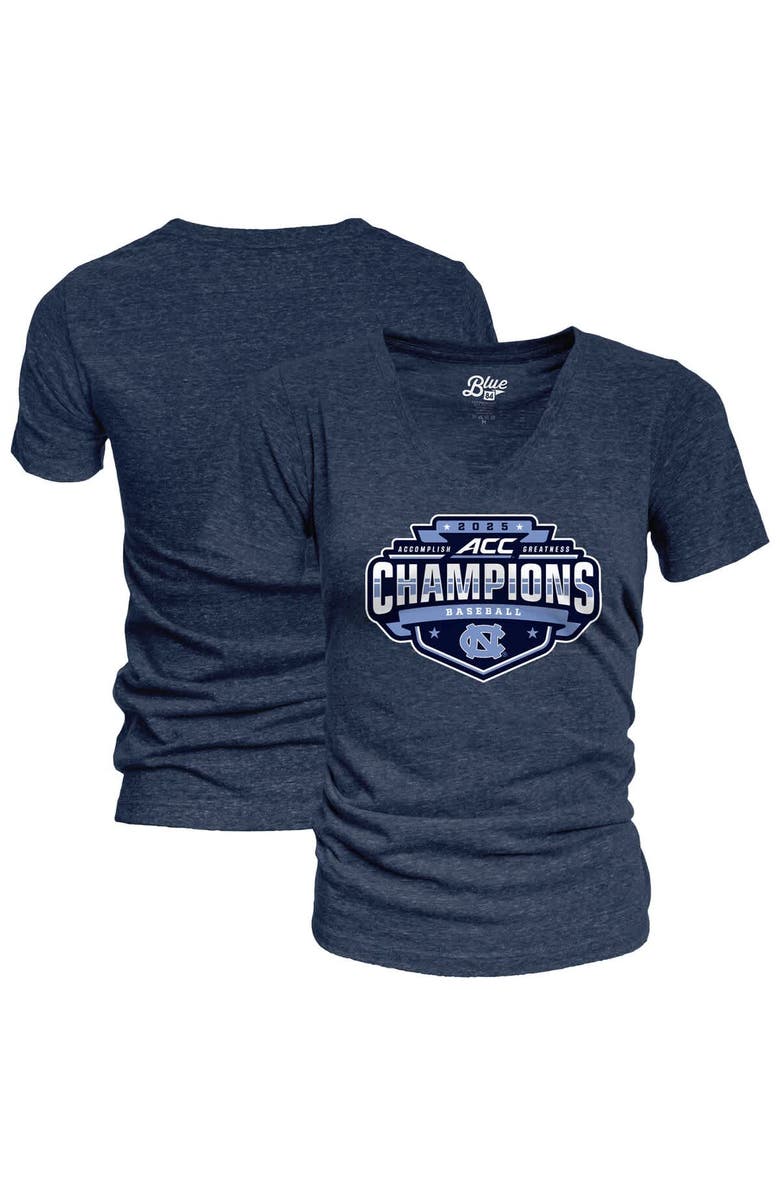 BLUE 84 Women's Blue 84 Navy North Carolina Tar Heels 2025 ACC Baseball Conference Tournament Champions Locker Room V-Neck T-Shirt, Alternate, color, Navy