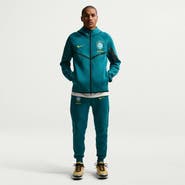 Nike Men's Nike Green Brazil National Team 2026 Tech Fleece Windrunner Raglan Full-Zip Hoodie